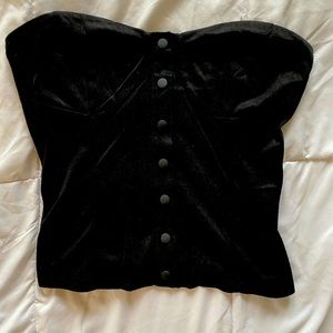 Suede Black Button Up Top Princess Polly